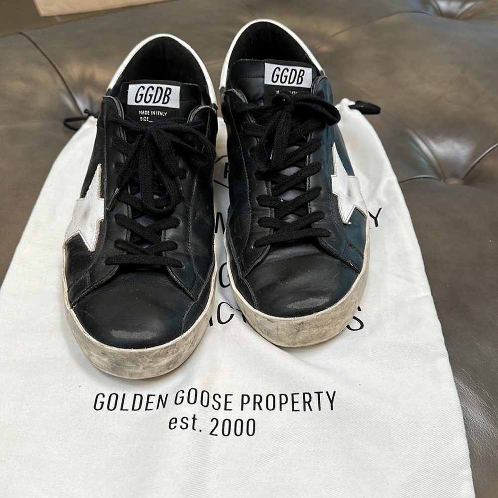 Men’s black and white leather golden goose shoes size 43 - Picture 2 of 4